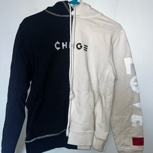 CHNGE Black and Cream Split Hoodie - like new condition